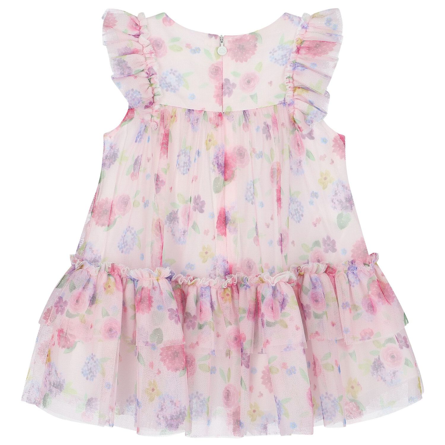 Baby Girls Pink Floral Dress, 1, hi-res
