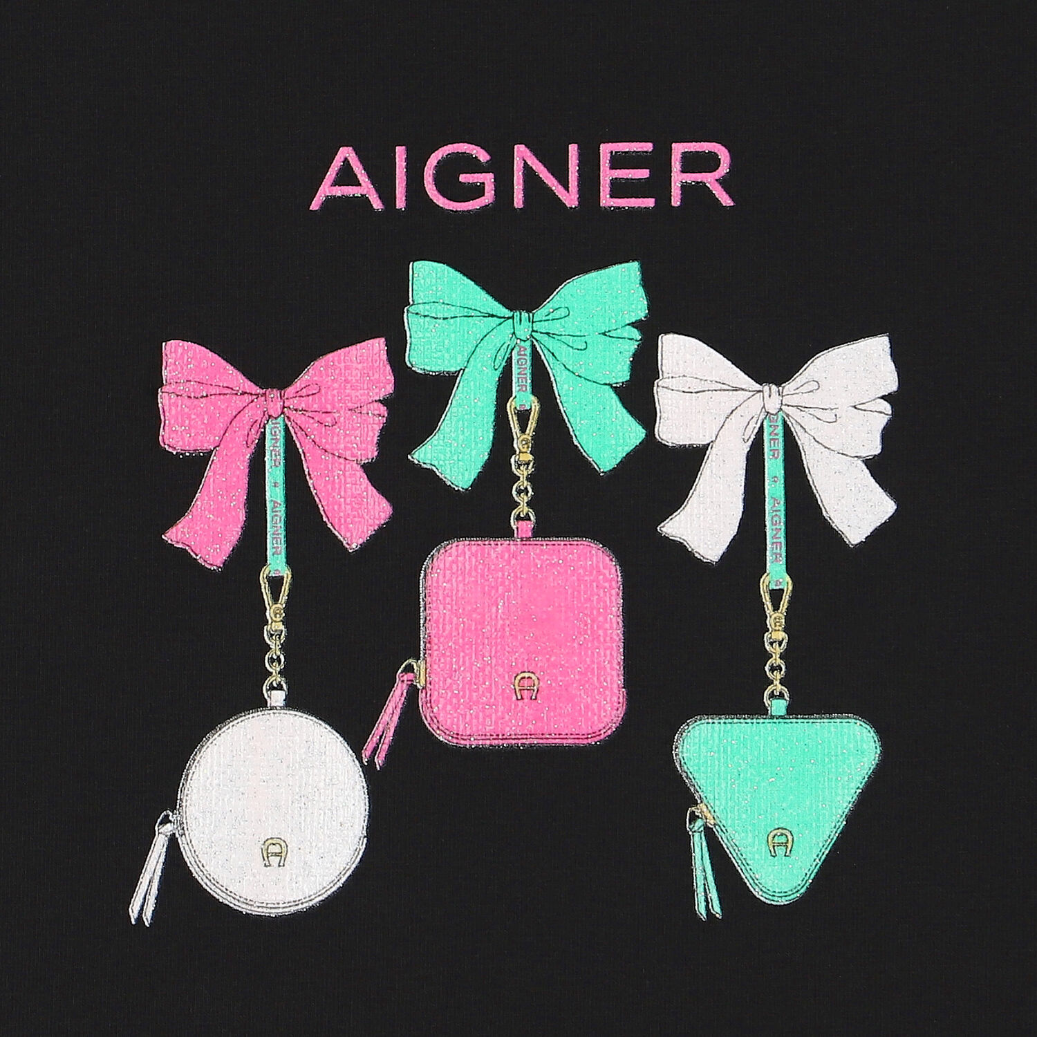 Girls Black & Silver Logo T-Shirt, 1, hi-res