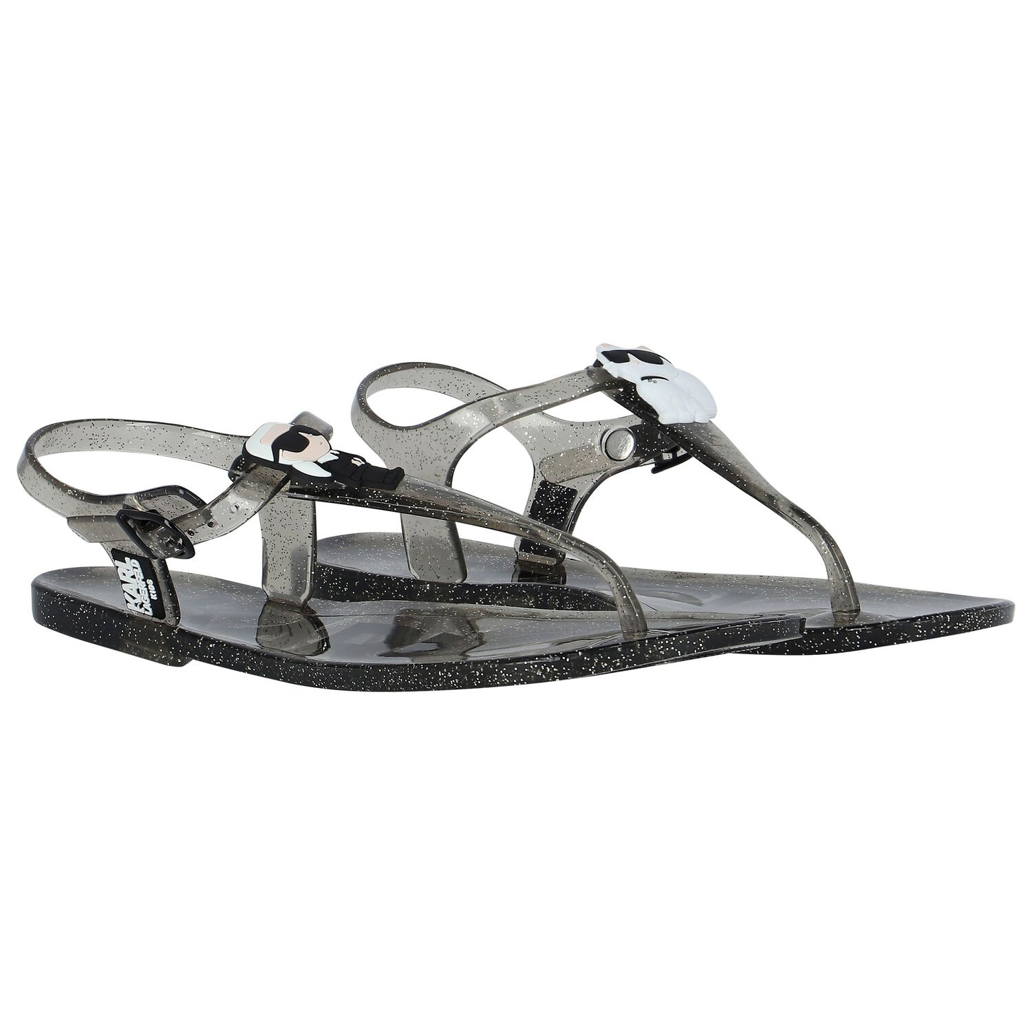 Girls Black Karl & Choupette Sandals, 1, hi-res image number null