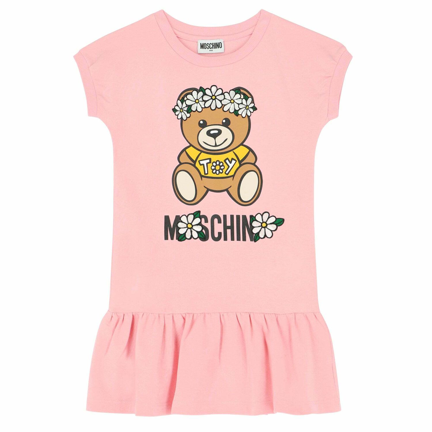 Girls Pink Teddy Logo Dress, 1, hi-res