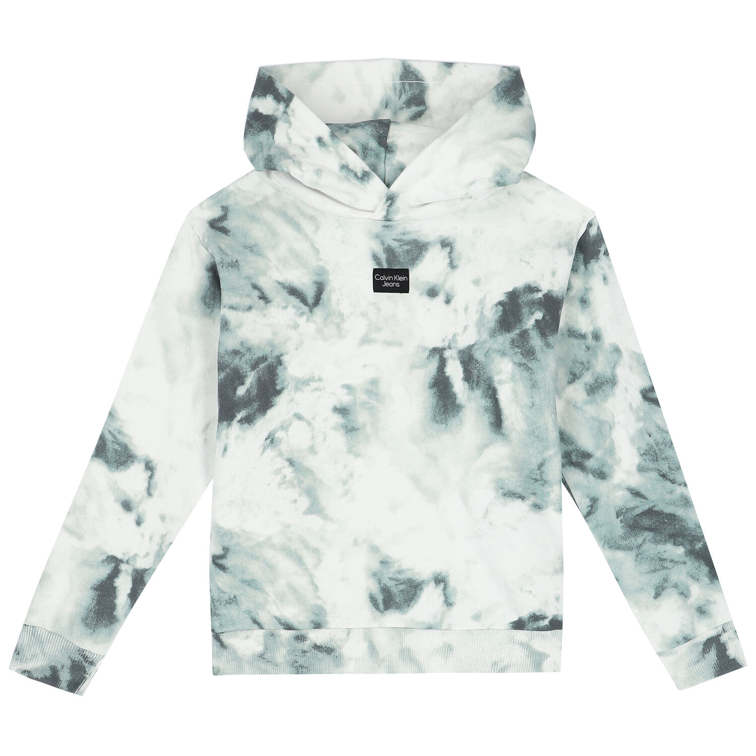 Blue & White Tie Dye Logo Hooded Top, 1, hi-res