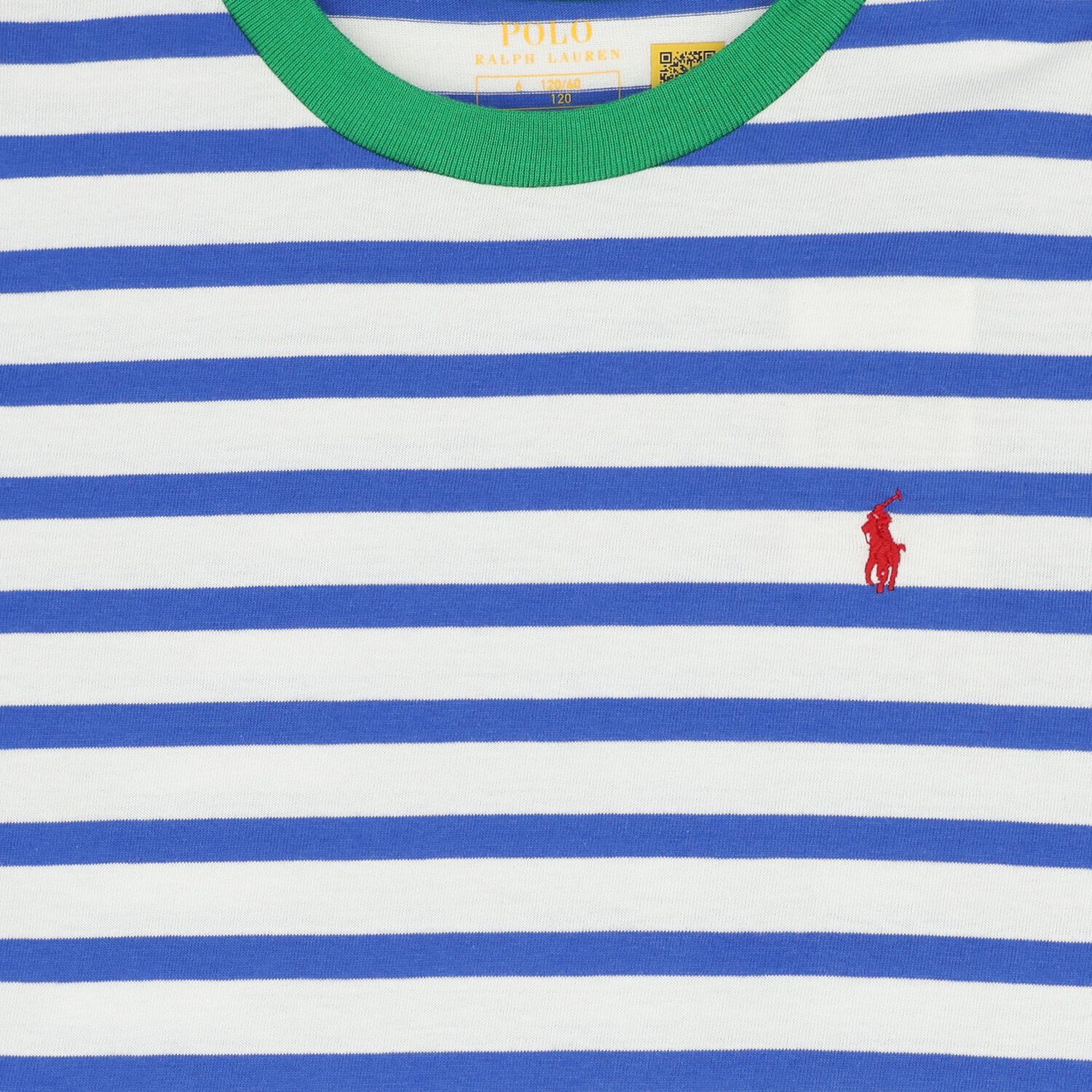 Boys White & Blue Striped Logo T-Shirt, 1, hi-res