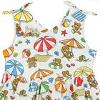 Younger Girls White Teddy Bear Logo Dress, 1, hi-res