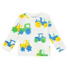 Younger Boys White Tractor Logo Long Sleeve Top, 1, hi-res