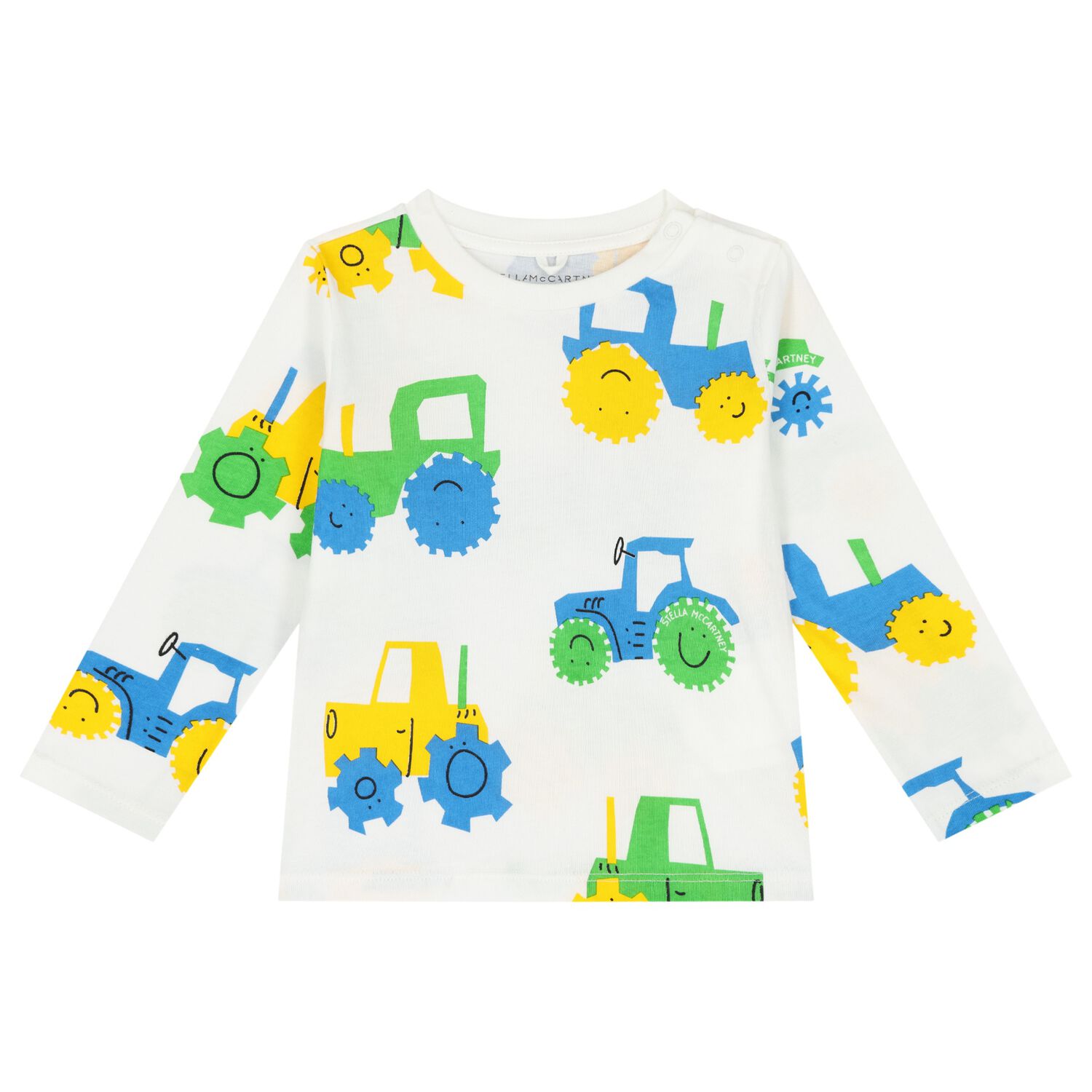 Younger Boys White Tractor Logo Long Sleeve Top, 1, hi-res