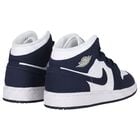 Navy Blue & White Air Jordan 1 Mid Trainers, 1, hi-res