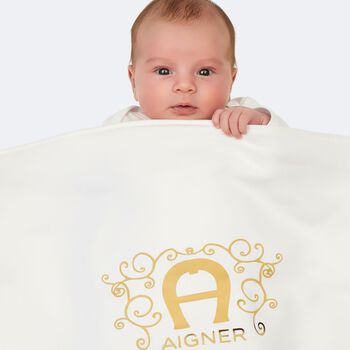 Baby Girls Ivory & Gold Logo Blanket