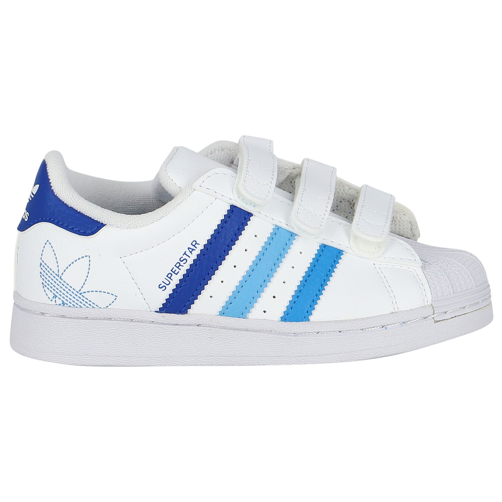 Adidas Kids White Blue Superstar CF Trainers Junior Couture UK