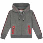 Boys Grey Logo Zip Up Top, 1, hi-res