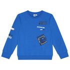 Boys Blue & Navy Blue Dinosaur Tracksuit, 1, hi-res
