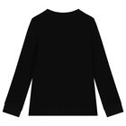 Boys Black Logo Long Sleeve Top, 1, hi-res