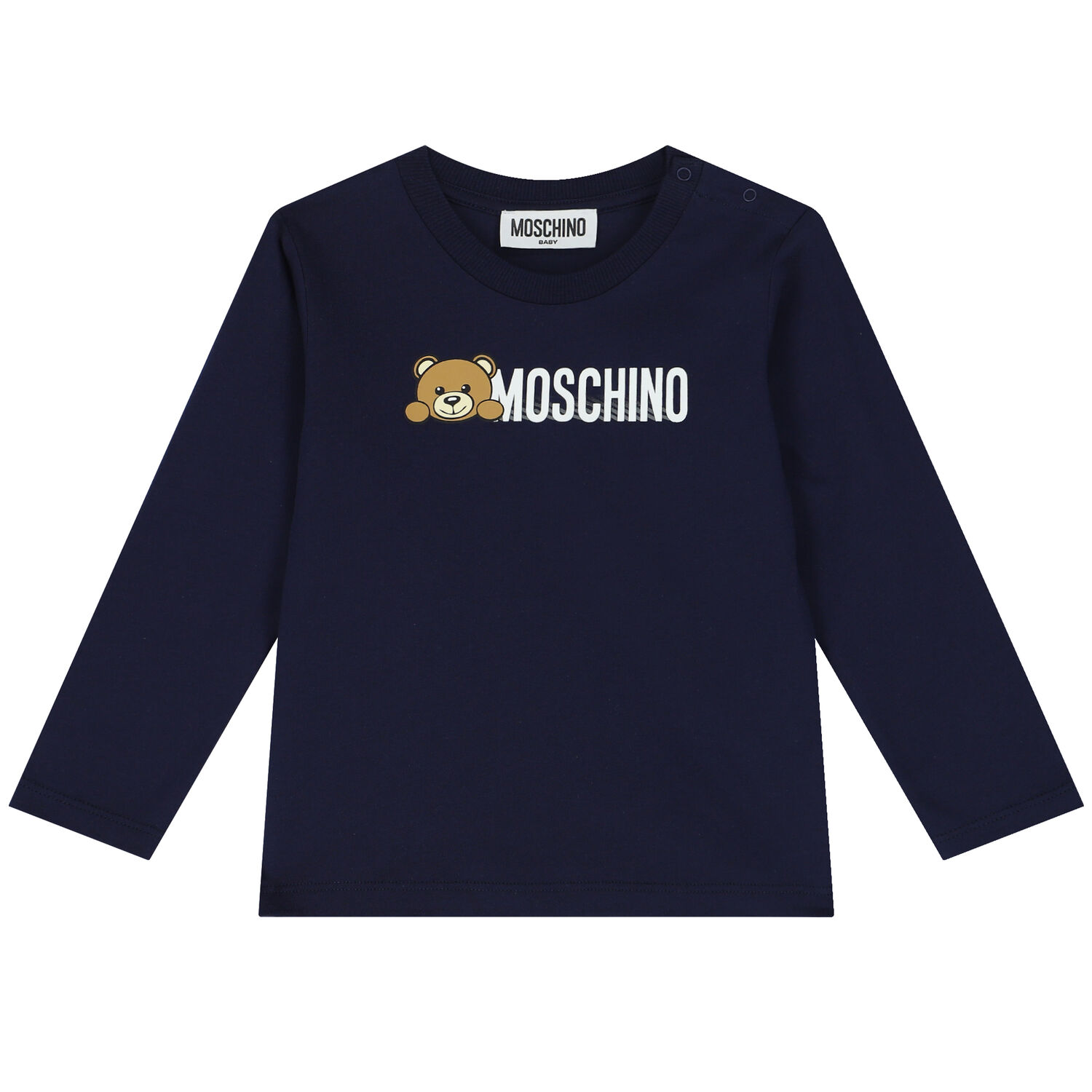 Navy Blue Teddy Bear Logo Long Sleeve Top, 4, hi-res
