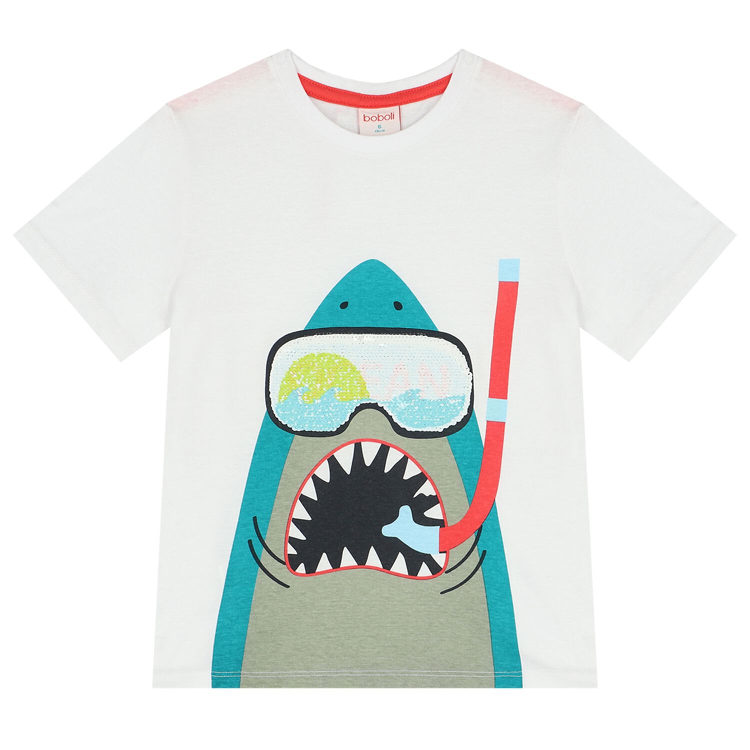 Boys White Shark T-Shirt, 1, hi-res image number null