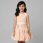 Girls Pink 3D Folds Dress, 1, hi-res
