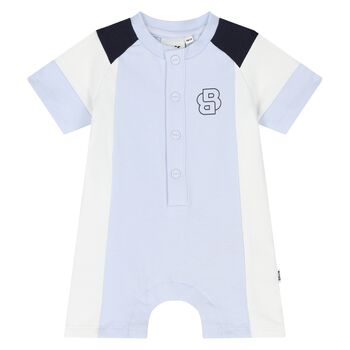 Baby Boys Blue Logo Romper