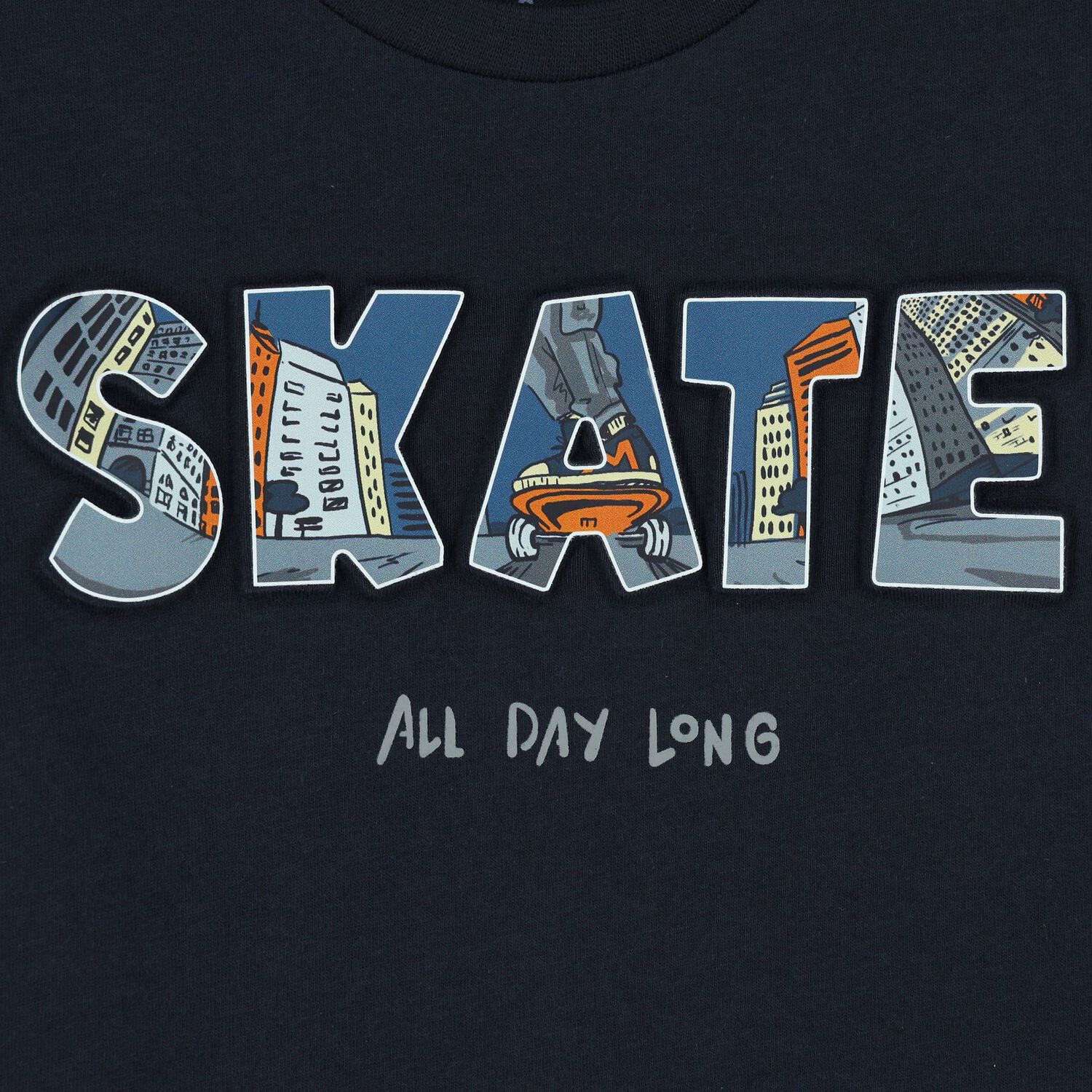 Boys Navy Blue Skate Long Sleeve Top, 1, hi-res image number null