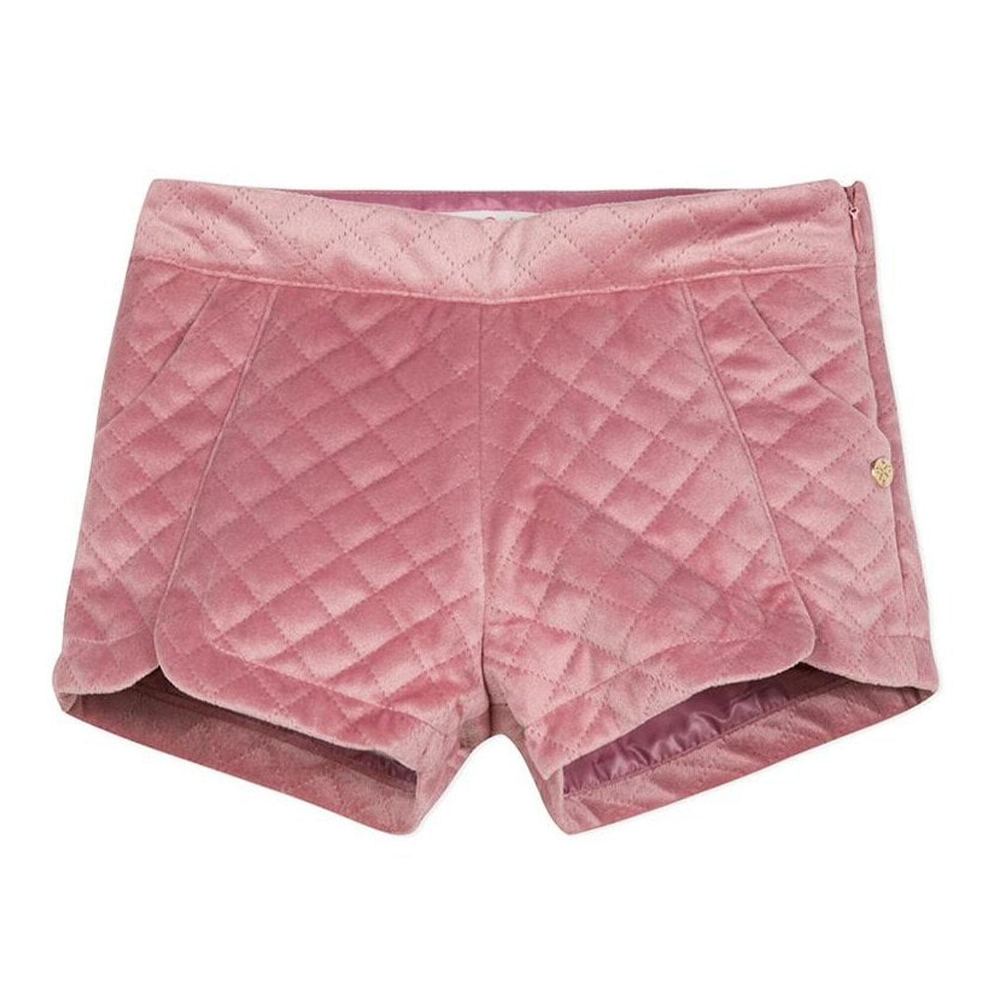 Lili Gaufrette Girls Pink Velvet Shorts Junior Couture UK