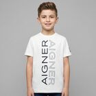 Boys White Logo T-Shirt, 1, hi-res