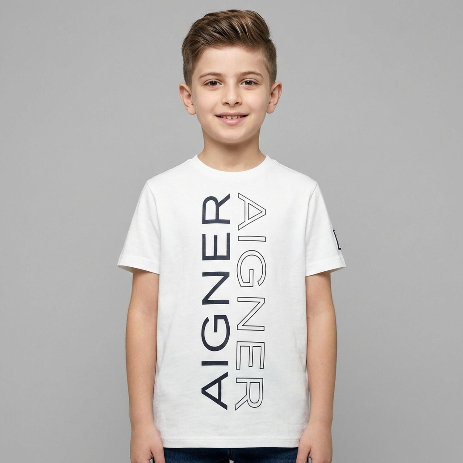 Boys White Logo T-Shirt, 1, hi-res