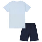 Boys Blue & Navy Logo Pyjamas, 1, hi-res