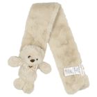 Girls Beige Faux Fur Ted Scarf , 1, hi-res