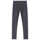 Girls Black & Grey Logo Leggings, 1, hi-res