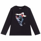 Boys Navy Blue Top, 1, hi-res