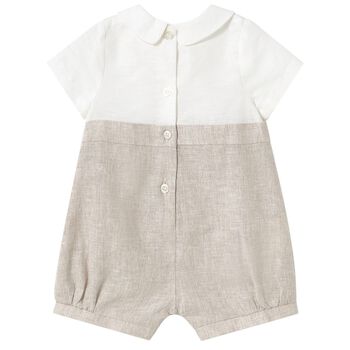 Baby Boys White & Beige Romper