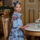 Girls Blue Floral Chiffon Skirt, 1, hi-res