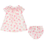 Baby Girls Ivory Polka Dots Dress, 1, hi-res