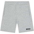 Boys Grey Logo Shorts, 5, hi-res