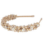 Girls Gold Embellished Pearl & Crystal Headband, 1, hi-res