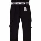 Girls Black Logo Trousers, 1, hi-res