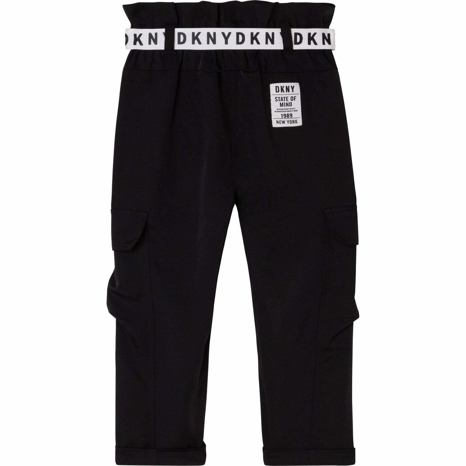 Girls Black Logo Trousers, 1, hi-res