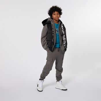 Boys Grey Logo Cargo Style Joggers