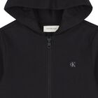Black Logo Hooded Zip Up Top, 1, hi-res