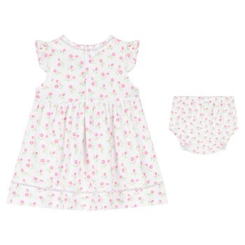 Baby Girls White Rose Print Dress Set