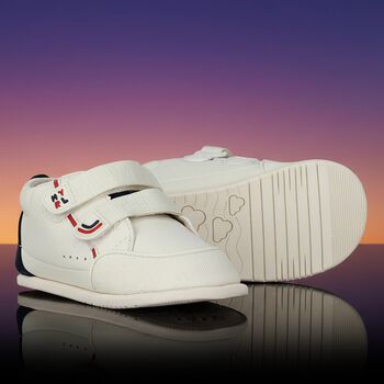 Younger Boys Ivory & Blue Trainers