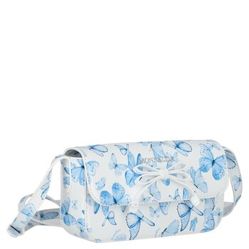 Girls White & Blue Butterfly Bag