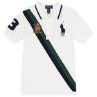Boys White Pony Logo Polo Shirt, 1, hi-res