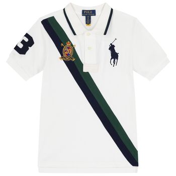 Ralph Lauren Boys White Pony Logo Polo Shirt, 1 Boys White Pony Logo Polo Shirt