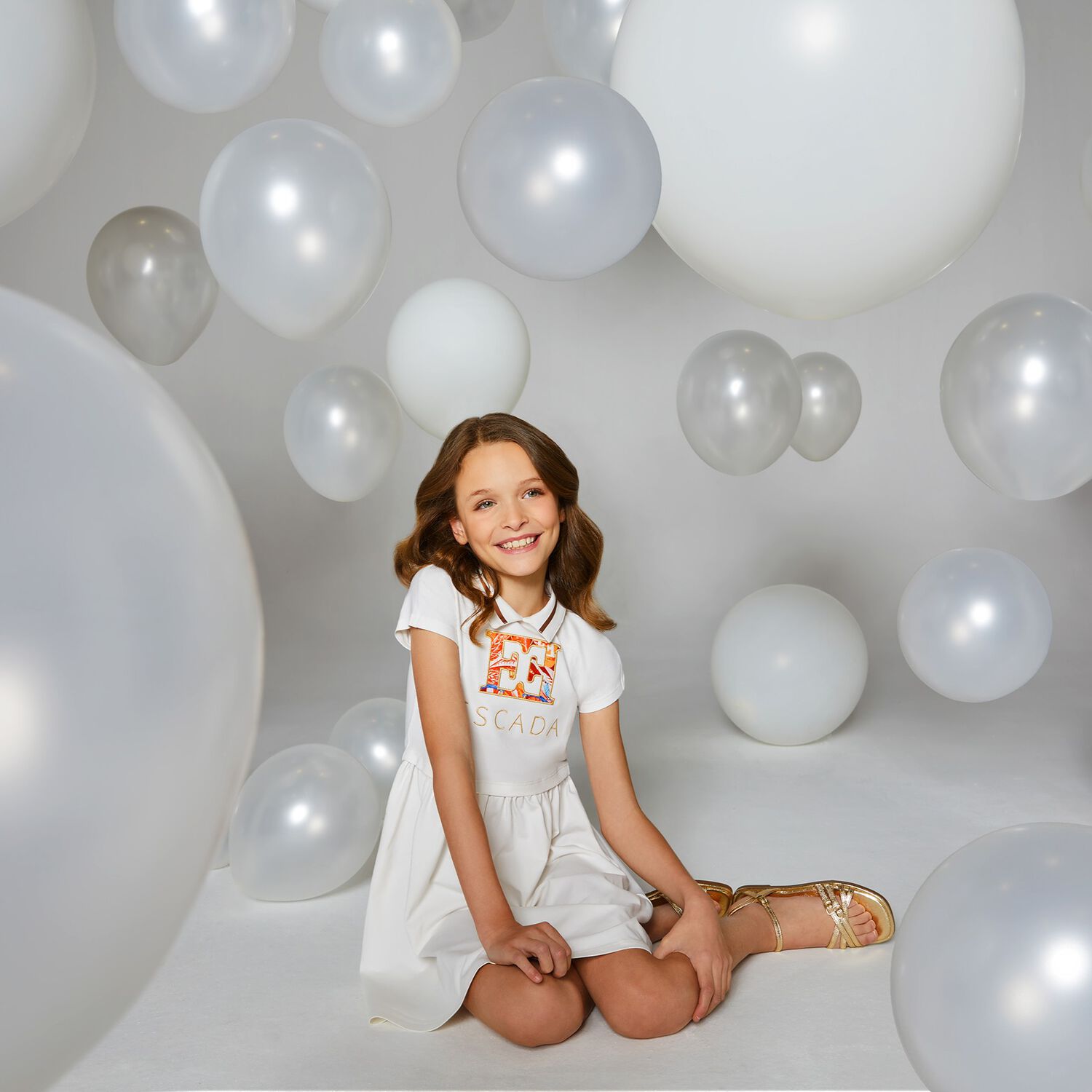 Girls Ivory Logo Dress, 1, hi-res image number null