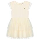 Girls Ivory Logo Tulle Dress, 1, hi-res