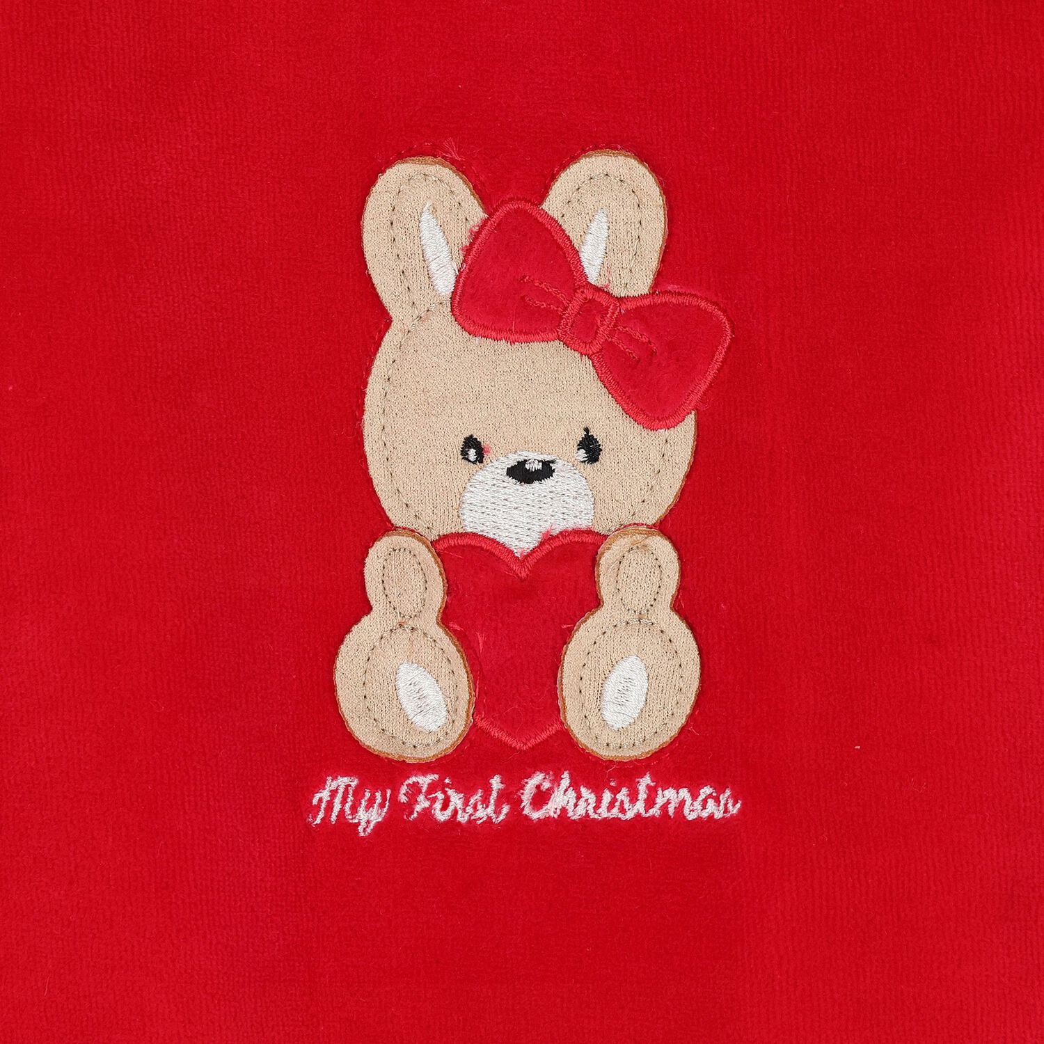 Baby Girls Red Christmas Bunny Babygrow, 1, hi-res