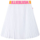 Girls White Logo Pleated Skirt, 1, hi-res