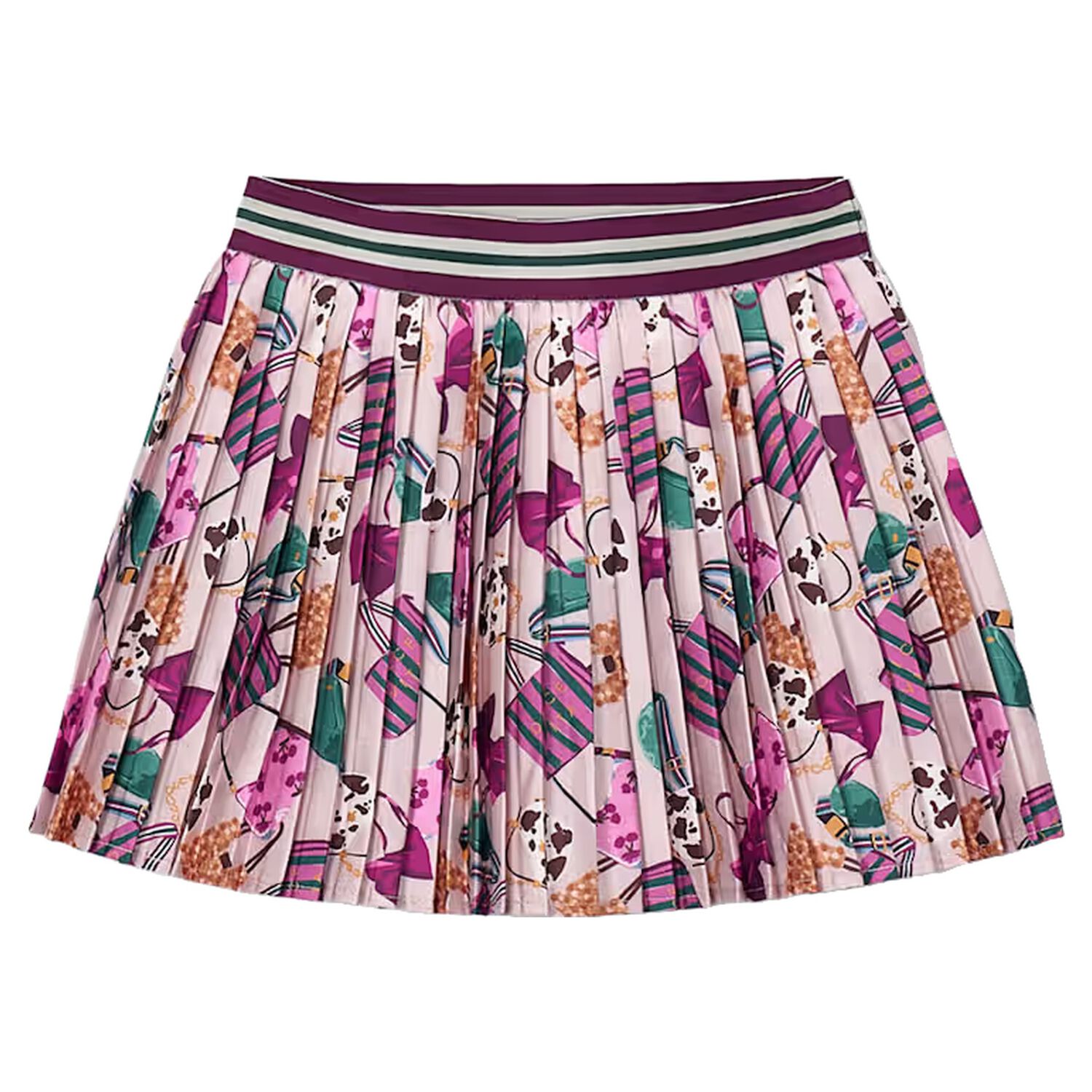 Girls Multi-Coloured Pleated Skirt, 2, hi-res