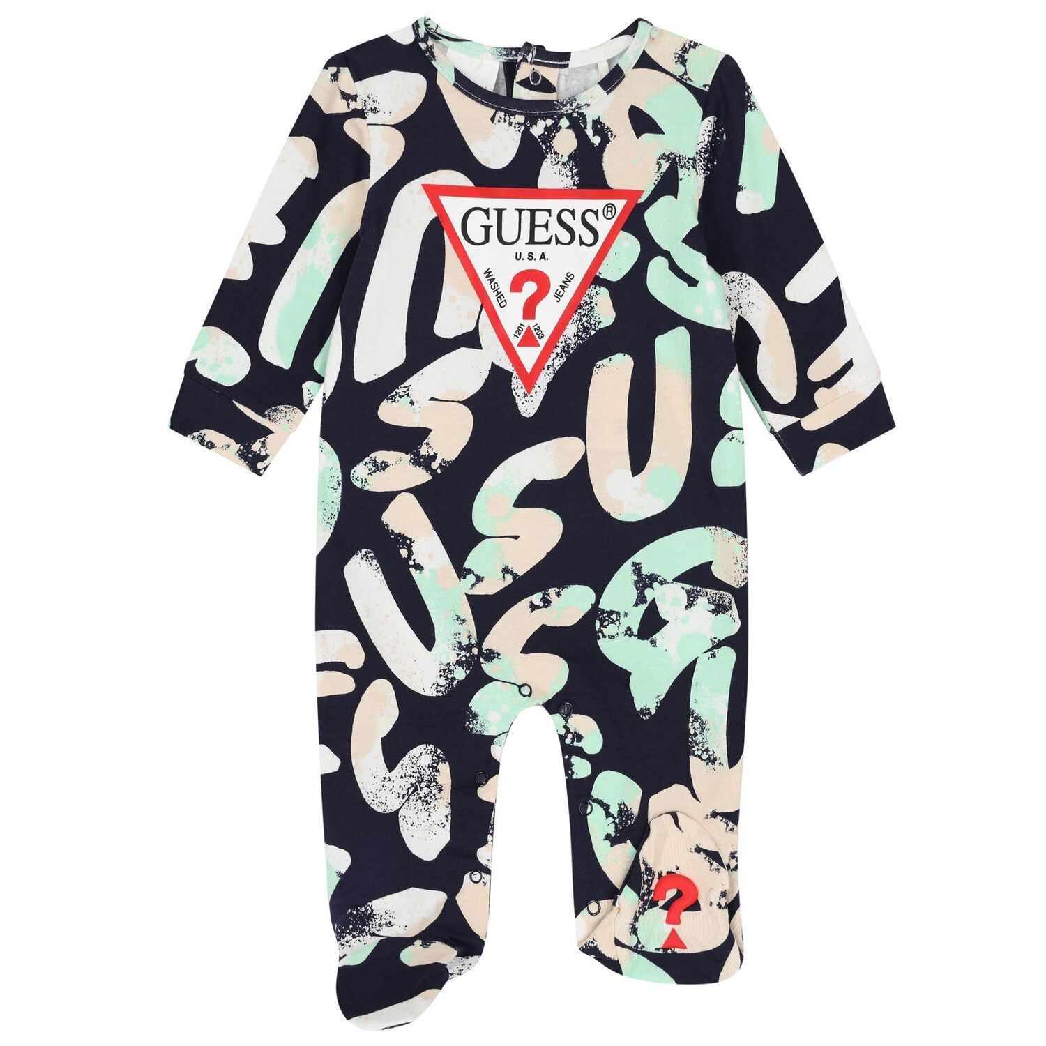 Baby Boys Navy Blue Logo Babygrow, 1, hi-res image number null