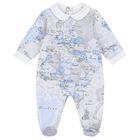 Baby Boys White & Blue Geo Map Babygrow Gift Set, 2, hi-res