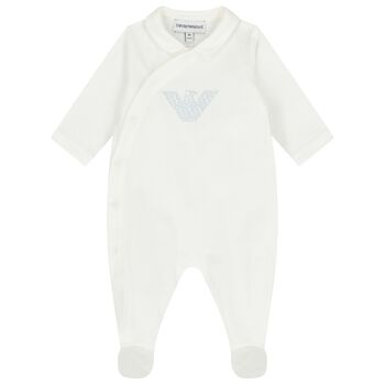 White Logo Babygrow