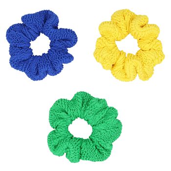 Girls Green, Yellow & Blue Crinkle Scrunchies ( 3 Pack ) 